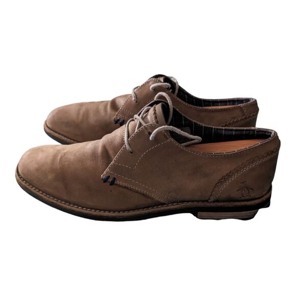 PENGUIN BY MUNSINGWEAR Wade Oxford Dress Shoes Men's Size 9 Leather Suede Tan - Picture 6 of 6